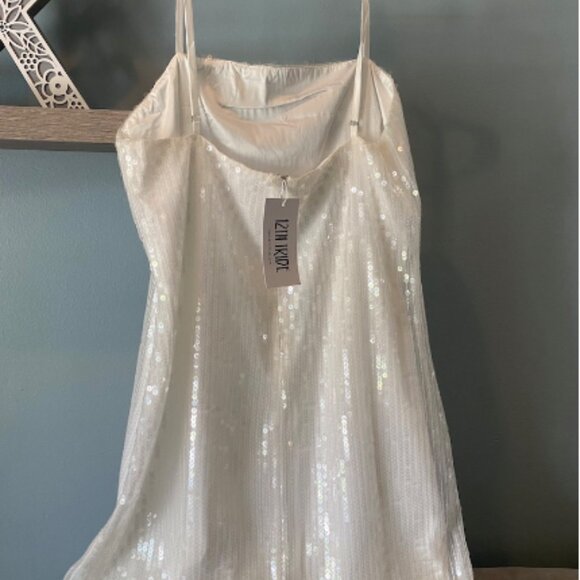 12th Tribe Emmy White Sequin Micro Mini Dress - Picture 2 of 3